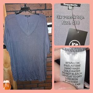 Knapp Studio Gray V-Neck Short Sleeve Top